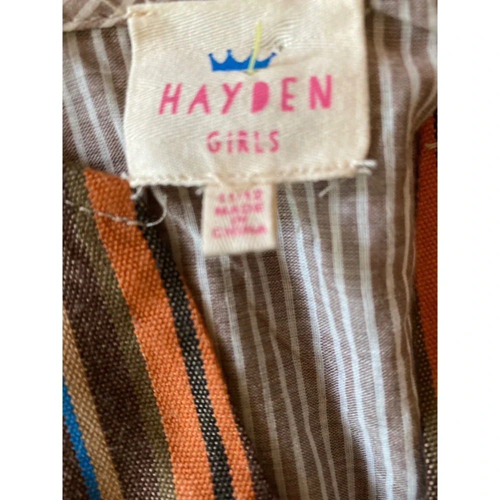 Hayden Girls Brown Striped‎ Front Tie Swim Cover Up Size 11-12